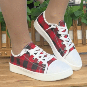 Red-checkered-shoes-for-women