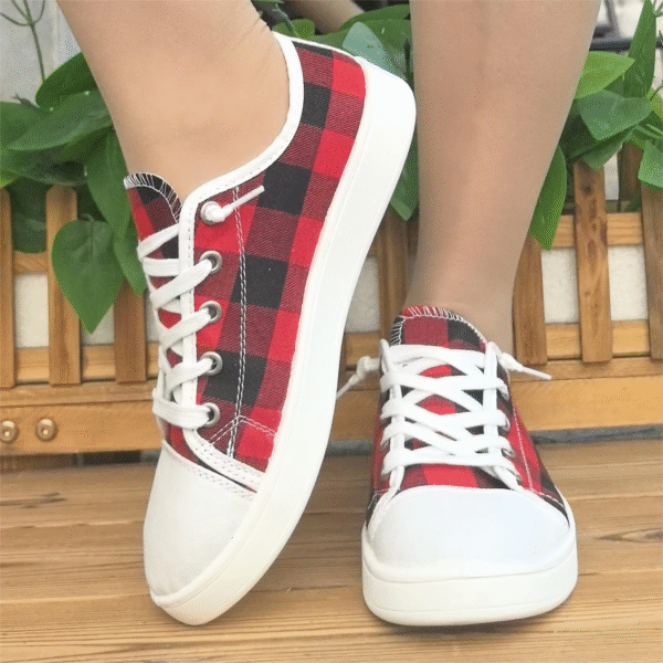 Red-checkered-shoes-for-women